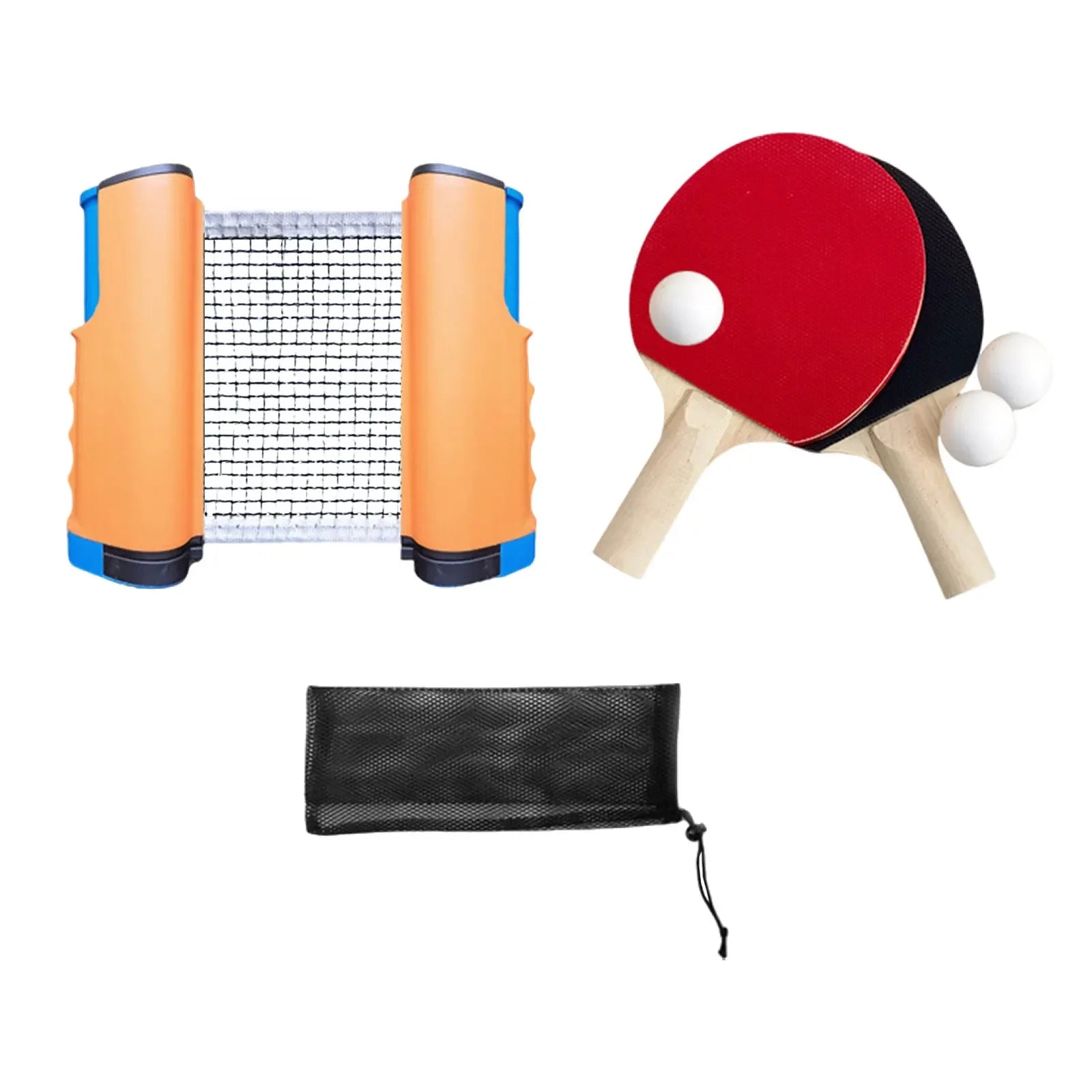 Einziehbares Tischtenisnetz und 1 Set Tennisschläger + Bälle