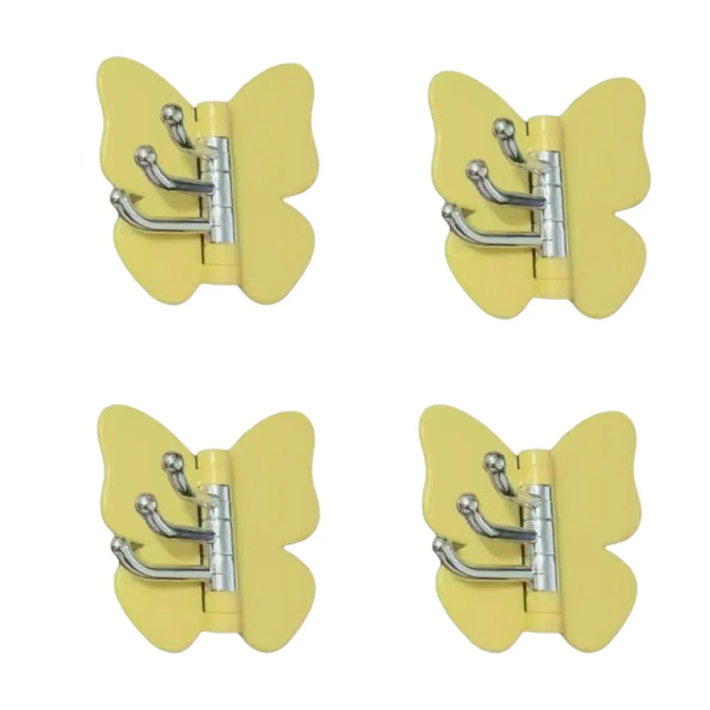 Schmetterlings-Wandhaken 4er-Set – Drehbar, Selbstklebend, Dekorativ | Rosa, Lila, Weiß, Gelb & Bunt