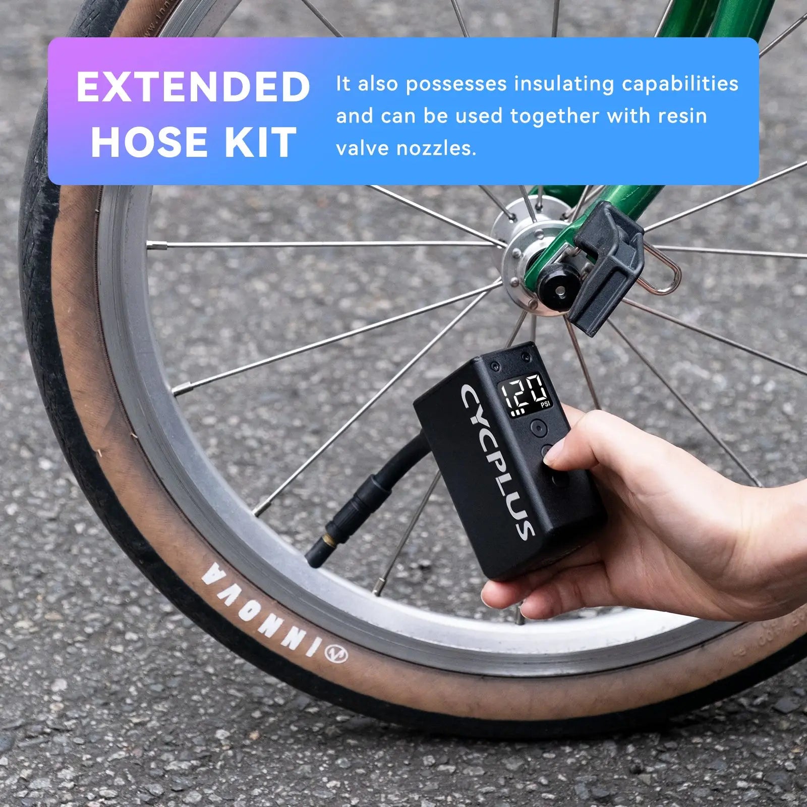 CYCPLUS Mini-Luftpumpe AS2 100 PSI AS2PRO 120 PSI Max elektrischer tragbarer Fahrrad-Inflator-Druckmesser Typ-C-Fahrradreifenkompressor