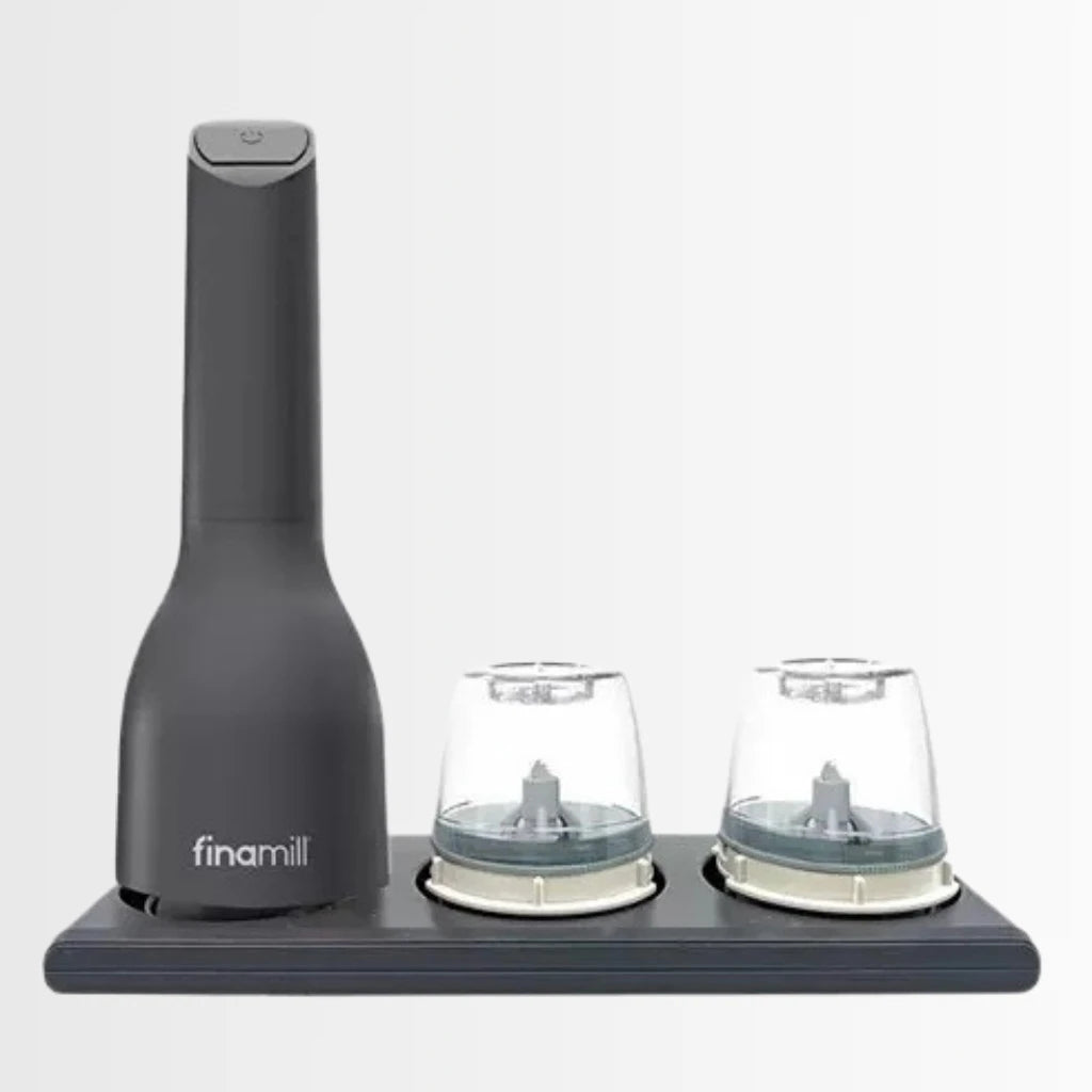 Elektrische Pfeffermühle von Finamill, batteriebetrieben, einhändig, automatische Salz- und Gewürzmühle für Küche, Zuhause