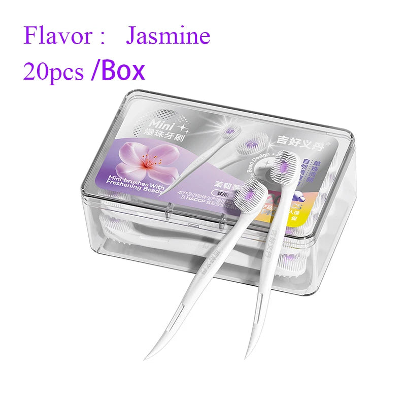Mini-Zahnbürste mit Mund, Lufterfrischer, Perlen, Zahnstocher und Zungenschaber, 4-in-1, zum Entfernen von Mundgeruch, tragbares Mundpflege-Werkzeug, 1/20/24 Stück