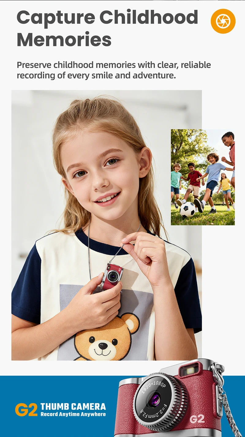 Mini-Daumenkamera, Retro-Digitalkamera, 1080P, Video, tragbar, Reise-Vlog, Anti-Shake-Kamera, unterstützt SD-Karte mit Bildschirm für Kinder