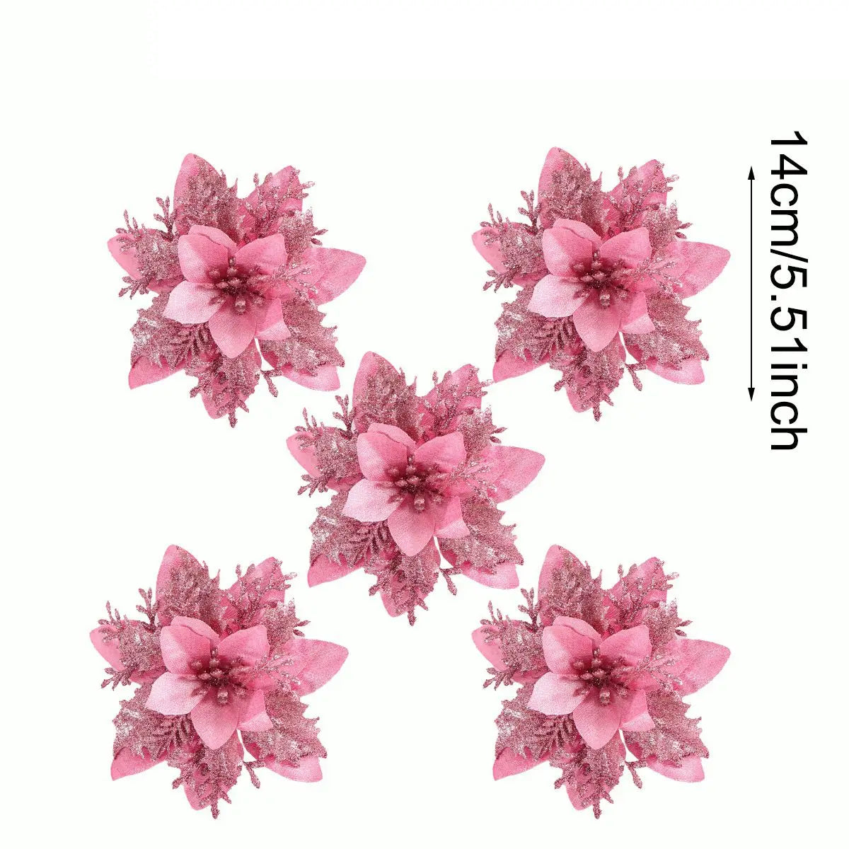 Weihnachts-Glitzerblumen, künstliche Blumen, Weihnachtsbaumschmuck für Zuhause, 2025, Baum-Anhänger, Ornamente, Navidad, Neujahr 2026, Geschenk