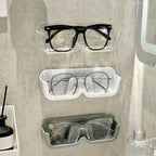 Brillen-Organizer Wandhalter – Selbstklebend, Ohne Bohren, 17,5×3,5×5,8cm | Sonnenbrille & Brille | Weiß, Grau & Transparent