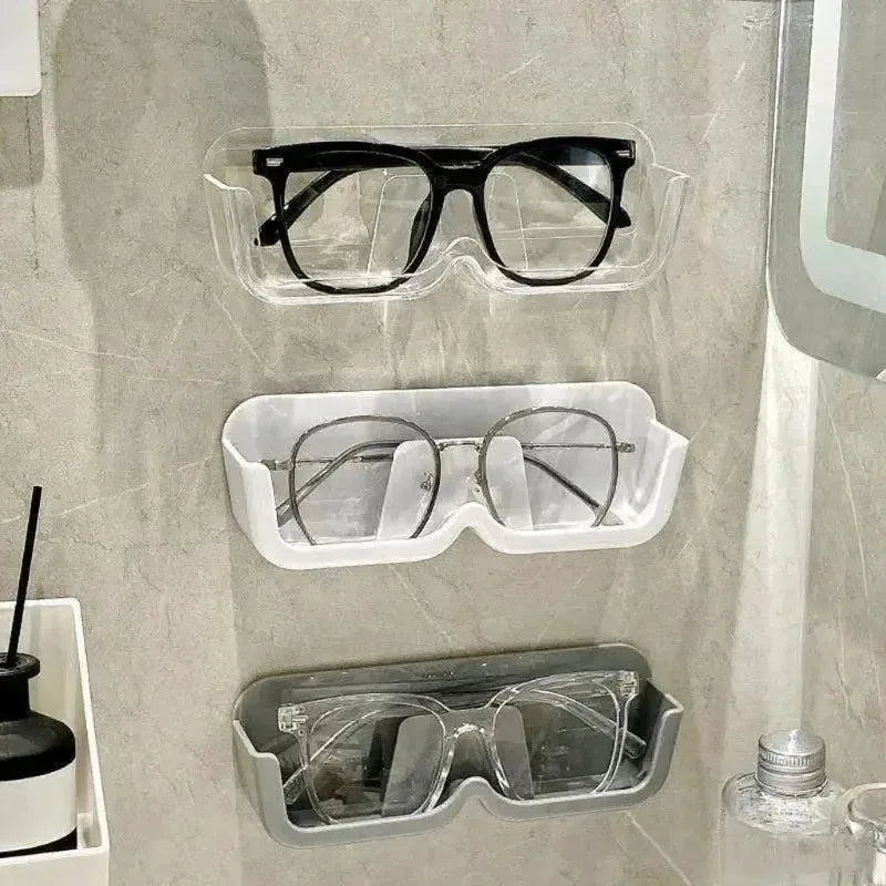 Brillen-Organizer Wandhalter – Selbstklebend, Ohne Bohren, 17,5×3,5×5,8cm | Sonnenbrille & Brille | Weiß, Grau & Transparent