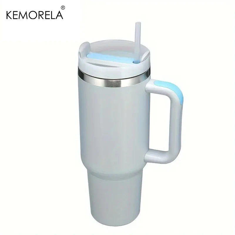 KEMORELA 30 & 40 oz Becher mit Griffdeckel Stroh 887/1182 ml Edelstahl Wasserflasche Vakuum Thermoskanne Tasse Reise Auto Kaffeetasse