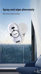 DIVEDEER Weißer/schwarzer Fensterputzroboter, elektrischer Fensterputz mit hoher Saugkraft, doppelseitiger Glasstaubsauger, Wasserspray