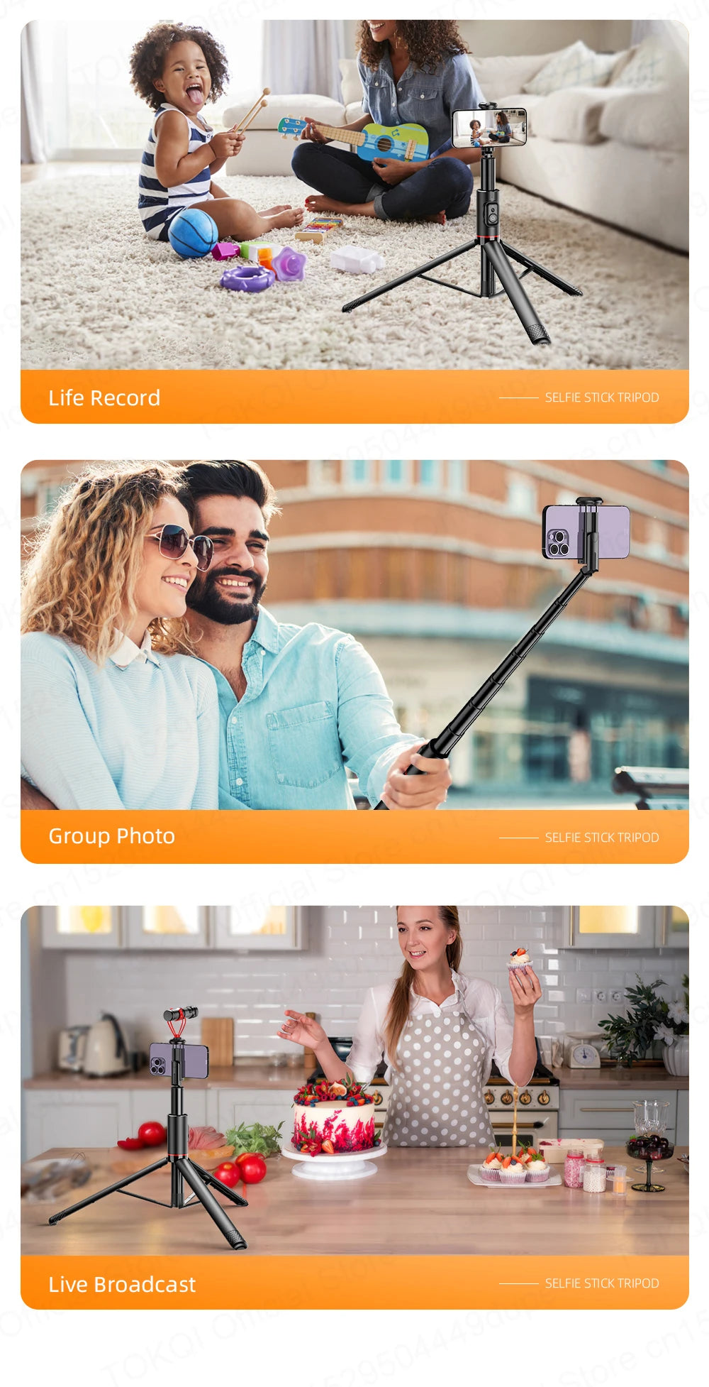 TOKQI C10 Selfie Stick Stativ – 1,83m / 72 Zoll, Bluetooth, Aluminium | iPhone & Android