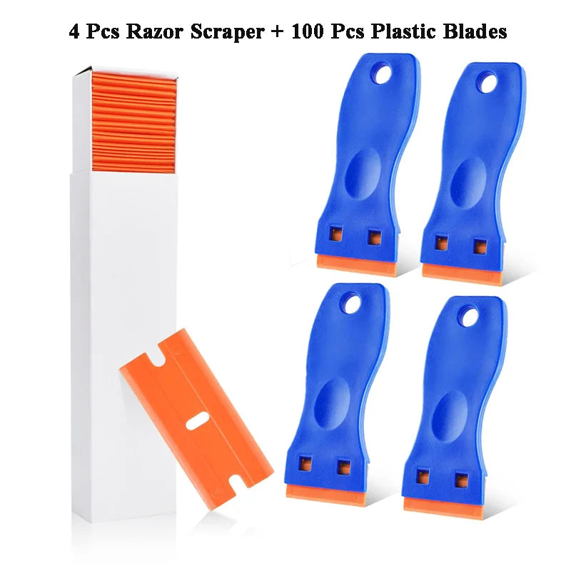 Auto-Aufkleber-Entferner-Schaber, 100 Stück, Kunststoffklingen zum Entfernen von Kleber, Schaben, Aufklebern, Etiketten und Abziehbilder aus Glas, Windschutzscheiben