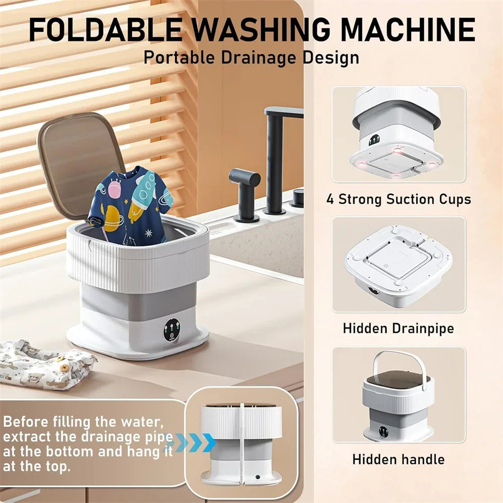 60 W tragbare faltbare Waschmaschine mit rotierenden vollautomatischen Mini-Unterwäsche-Socken 11 l Haushalts-Zentrifugalwaschmaschine