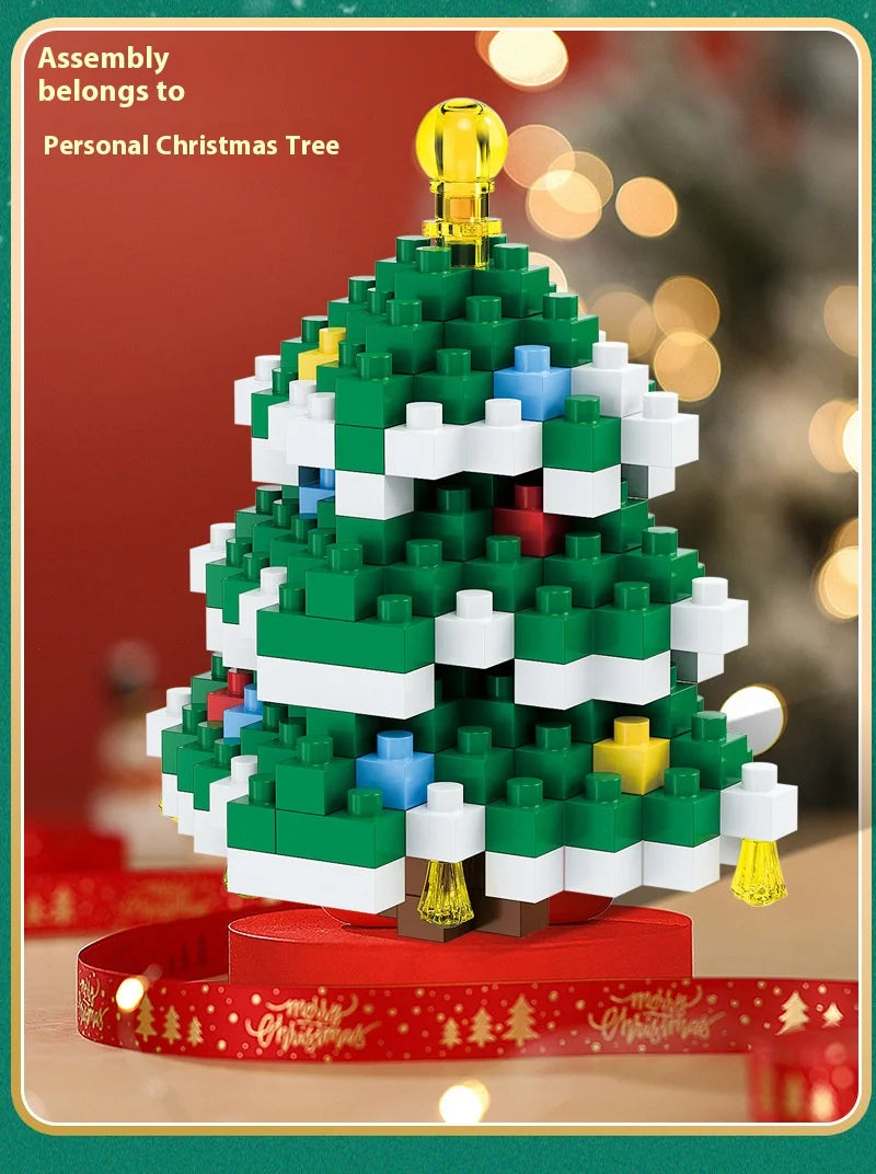 Weihnachtsgeschenke Micro Baustein DIY Domino Spiel Weihnachtsmann Rentier Urlaub Puzzle Montage Ziegel Tischdekoration Spielzeug