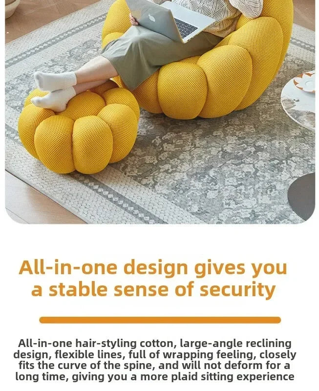 Einzelsitz-Kürbis-Lazy-Sofa kann zurücklehnen werden. Designer Rochburg-Fußballsofa für Balkon, Schlafzimmer, bequeme Lounge-Couch