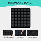 Airbag-Reisekissen, leichtes, atmungsaktives Reisesitzkissen, hoher Rückpralldruck, tragbares 3D-Luftzellen-Sitzkissen-Dekor