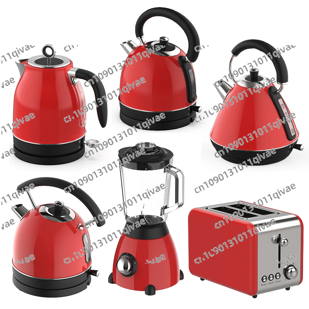 Retro-Frühstücksset, Geräte, 4-Scheiben-Toaster, elektrischer Wasserkocher und Toaster-Set, Saftmixer