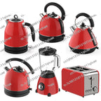 Retro-Frühstücksset, Geräte, 4-Scheiben-Toaster, elektrischer Wasserkocher und Toaster-Set, Saftmixer