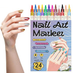 Nail-Art-Graffiti-Stift-Set Doppelkopf – Acryl, Schnelltrocknend, Metallic-Farben | 12 & 24 Farben | Pointillismus & Nageldesign