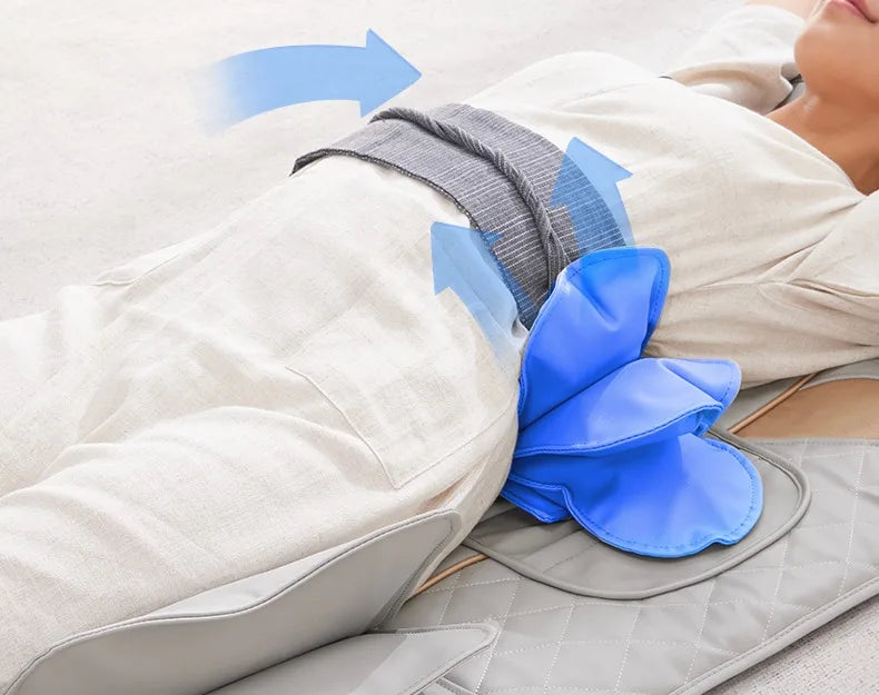 Ganzkörper-Massagematte mit Airbags, Dehnungsheizung, 3D-Entspannung der Lendenwirbelsäule, Rückenmassagegerät, PU-Leder, tragbar und tragbar