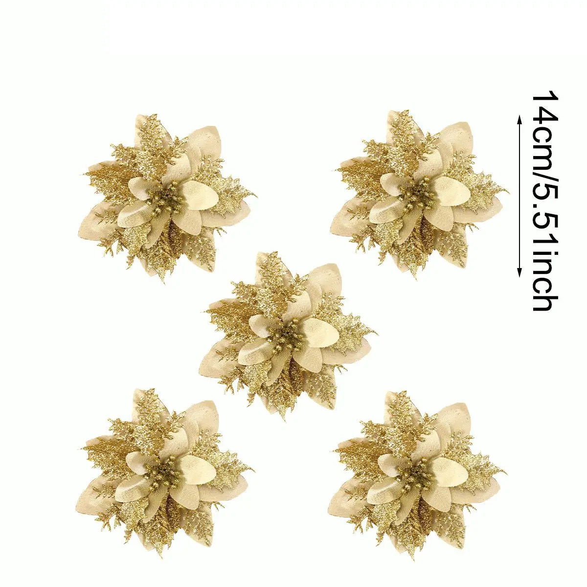 Weihnachts-Glitzerblumen, künstliche Blumen, Weihnachtsbaumschmuck für Zuhause, 2025, Baum-Anhänger, Ornamente, Navidad, Neujahr 2026, Geschenk