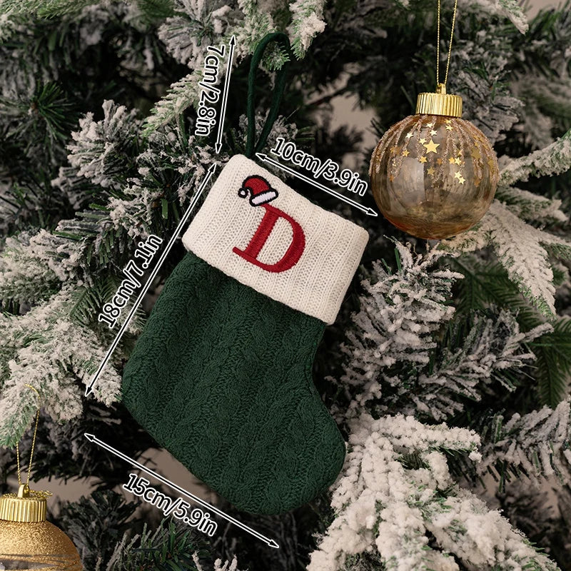 Weihnachtsstrumpf Stricken Schneeflocke Buchstaben Socken Weihnachtsdekoration für Zuhause Weihnachten Alphabet Stricksocke Neujahrsgeschenk