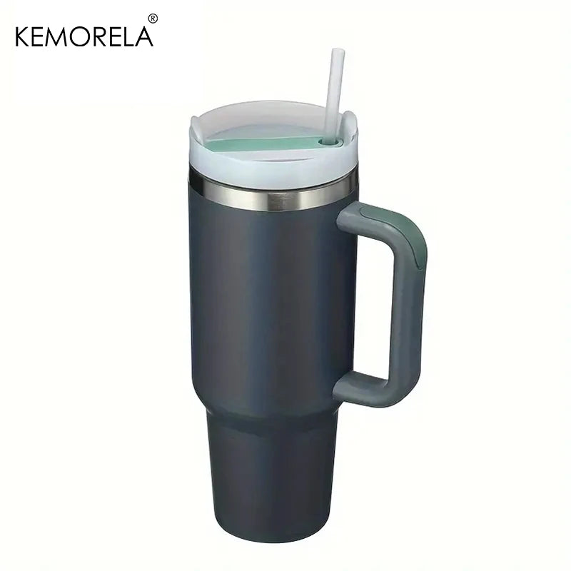 KEMORELA 30 & 40 oz Becher mit Griffdeckel Stroh 887/1182 ml Edelstahl Wasserflasche Vakuum Thermoskanne Tasse Reise Auto Kaffeetasse