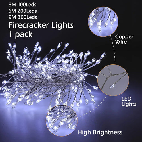 3/6/9M USB Power LED Feuerwerkskörper Lichterketten Fernbedienung Girlande Lichterkette für Hochzeit Party Garten Weihnachtsdekoration