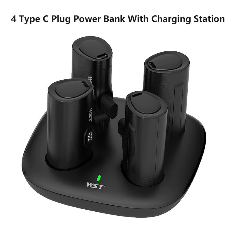 4 x 5000 mAh Mini-Powerbank mit Ladestation, tragbar, PD 20 W, Schnellladegerät, Powerbank für iPhone 16 x Samsung Xiaomi Poverbank