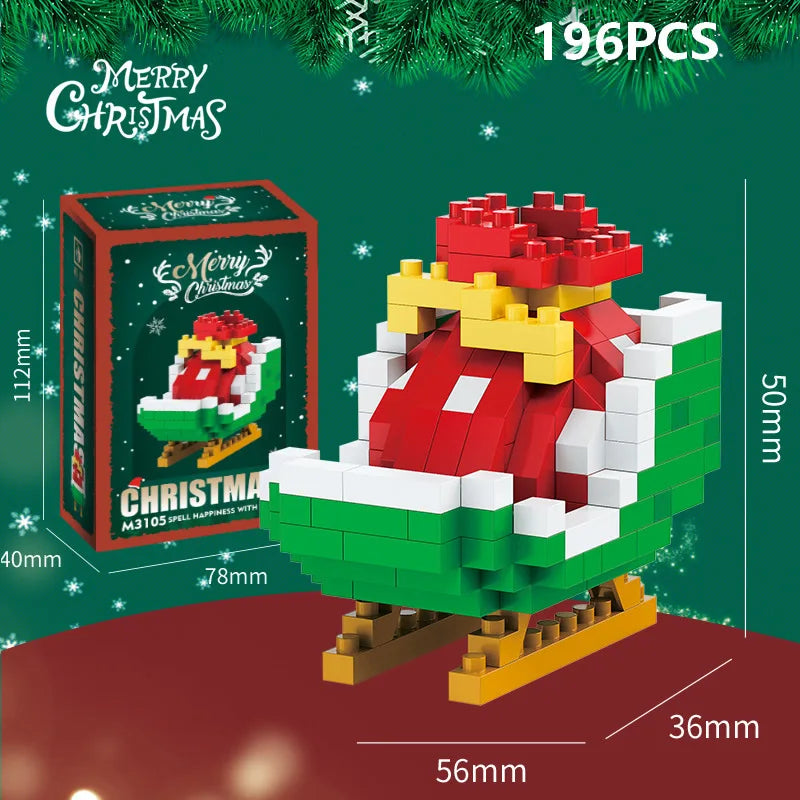 Weihnachtsgeschenke Micro Baustein DIY Domino Spiel Weihnachtsmann Rentier Urlaub Puzzle Montage Ziegel Tischdekoration Spielzeug