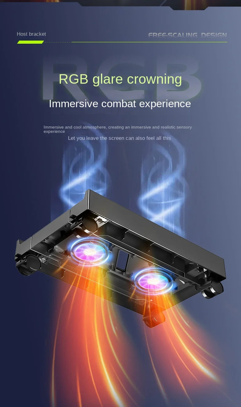 Mobiler PC-Turmständer, verstellbarer Computer-CPU-Halter, Teleskop-Desktop-Ständer, CPU-Wagen mit RGB-Lüfter, Wärmeableitung