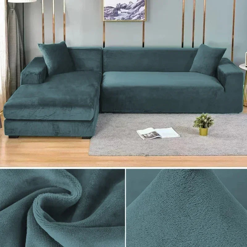 Samt-Sofabezug, dick, elastisch, 1/2/3/4-Sitzer-Sofabezug für Wohnzimmer, Samt-Plüsch, L-förmiger Ecksofa-Couchbezug