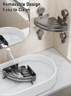 Badezimmer-Ecklagerregal, Saugnapf, Halterung an der Wand, Dusch-Caddy-Box, abnehmbares Badezimmer, Küche, Toilette, Organizer-Rack