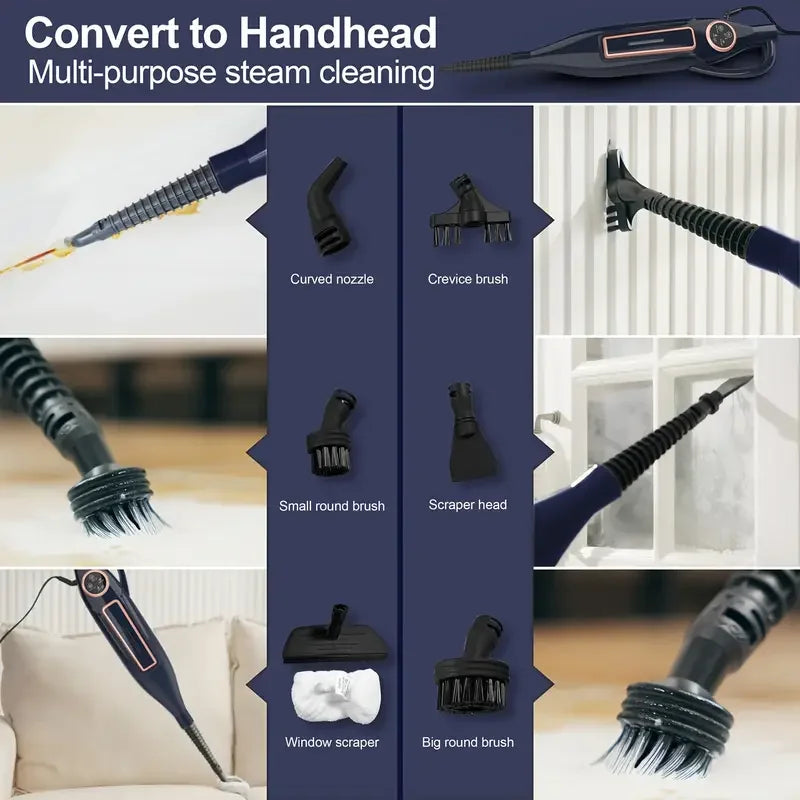 Dampfreiniger mit drehbarem Wischpad, 10-in-1, leichter Spin-Mop, 1300 W, leistungsstarker Bodendampfer für Zuhause, Hartholz, Laminat, VM6