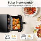 8-Liter-Heißluftfritteuse mit Sichtfenster und Backofen