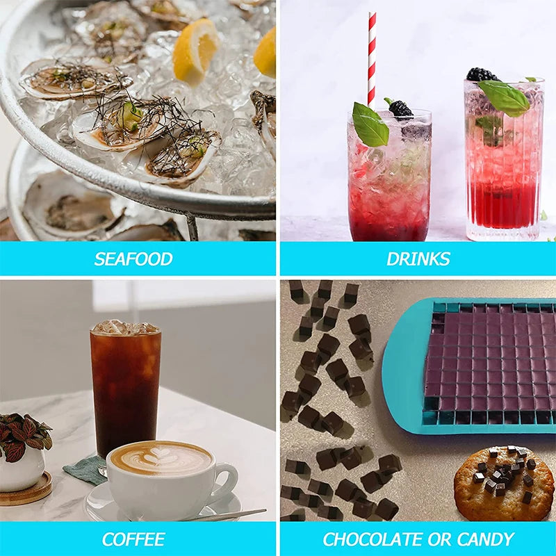 LMETJMA Mini-Eiswürfelformen aus Silikon, 160 zerkleinerte Eiswürfelformen, leicht zu lösender kleiner Eiswürfel zum Kühlen von Whiskey-Cocktails JT42