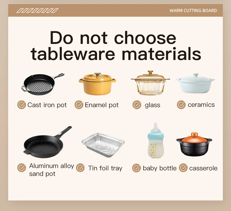 TINSOL Elektrisches Heizplatte für Lebensmittel, tragbares, zusammenklappbares Heiztablett mit 8 Temperatureinstellungen, thermostatisches Lebensmittel-Heizkissen