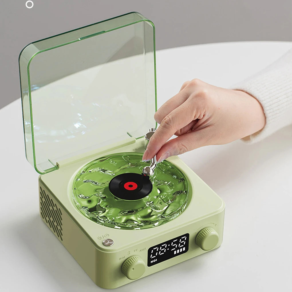 Retro Plattenspieler Lautsprecher mit weißem Rauschen, kabelloser Bluetooth-Schallplattenspieler, Stereo-Sound, RGB-Projektion, Lampeneffekt