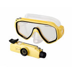 YTYIN RD-34 Tauchmaske mit integrierter HD 1080p Kamera – 5MP CMOS, 90° Weitwinkel, DVR, Gelb & Blau