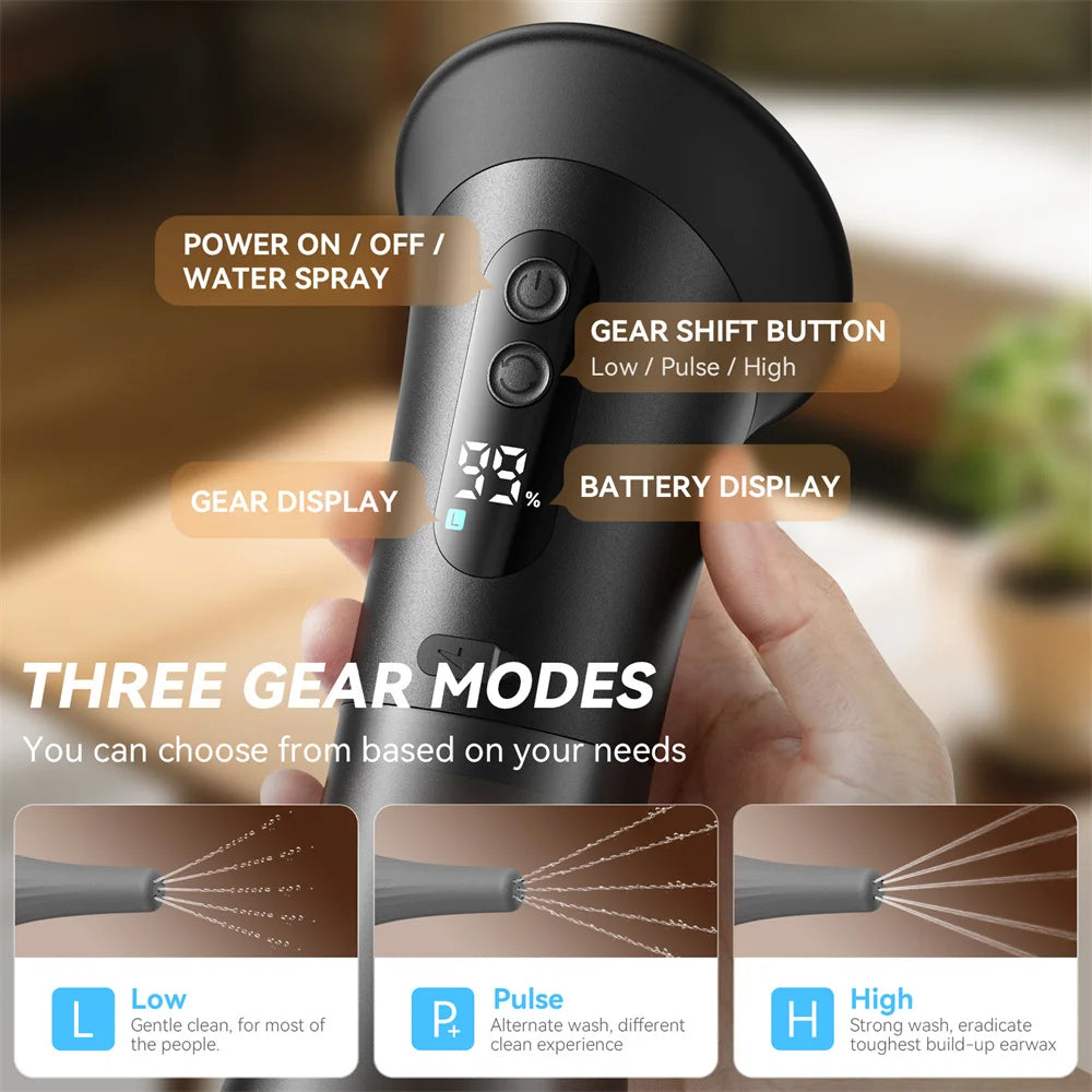 Wasserbetriebenes Ohrenreinigungsgerät mit Spülspüler, elektrisches Ohrenschmalz-Entfernungssystem, 11 Spitzen, 3 Druckeinstellungen für saubere Geräte