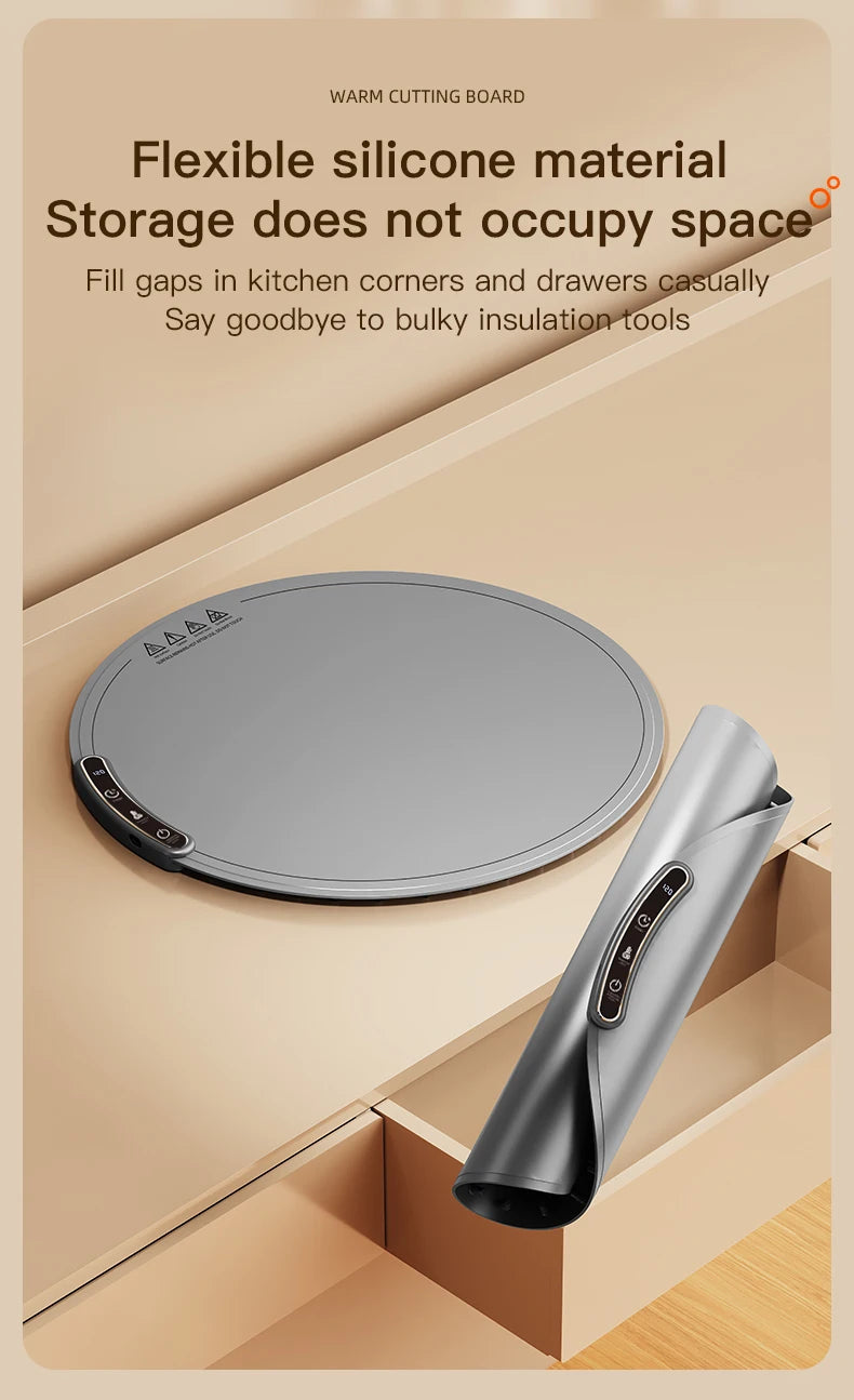 TINSOL Elektrisches Heizplatte für Lebensmittel, tragbares, zusammenklappbares Heiztablett mit 8 Temperatureinstellungen, thermostatisches Lebensmittel-Heizkissen