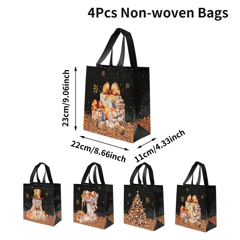 4 stücke Weihnachten Geschenk Taschen Weihnachten Party Dekoration Kinder Gefälligkeiten 2025 Weihnachten Santa Claus Handtaschen Navidad Natal Neue Jahr geschenk 2026