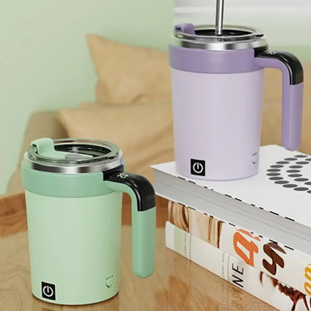 Elektrischer Selbstrühr-Becher 380 ml – USB-Akku, Edelstahl, Temperaturanzeige
