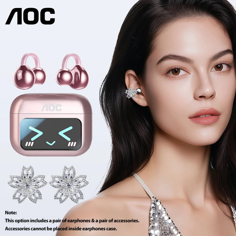 AI-Übersetzungskopfhörer AOC Ohrclip-Ohrhörer OWS Bluetooth Smart LCD-Bildschirm-Touch-Kopfhörer Gaming Wireless Sport Headset 3521