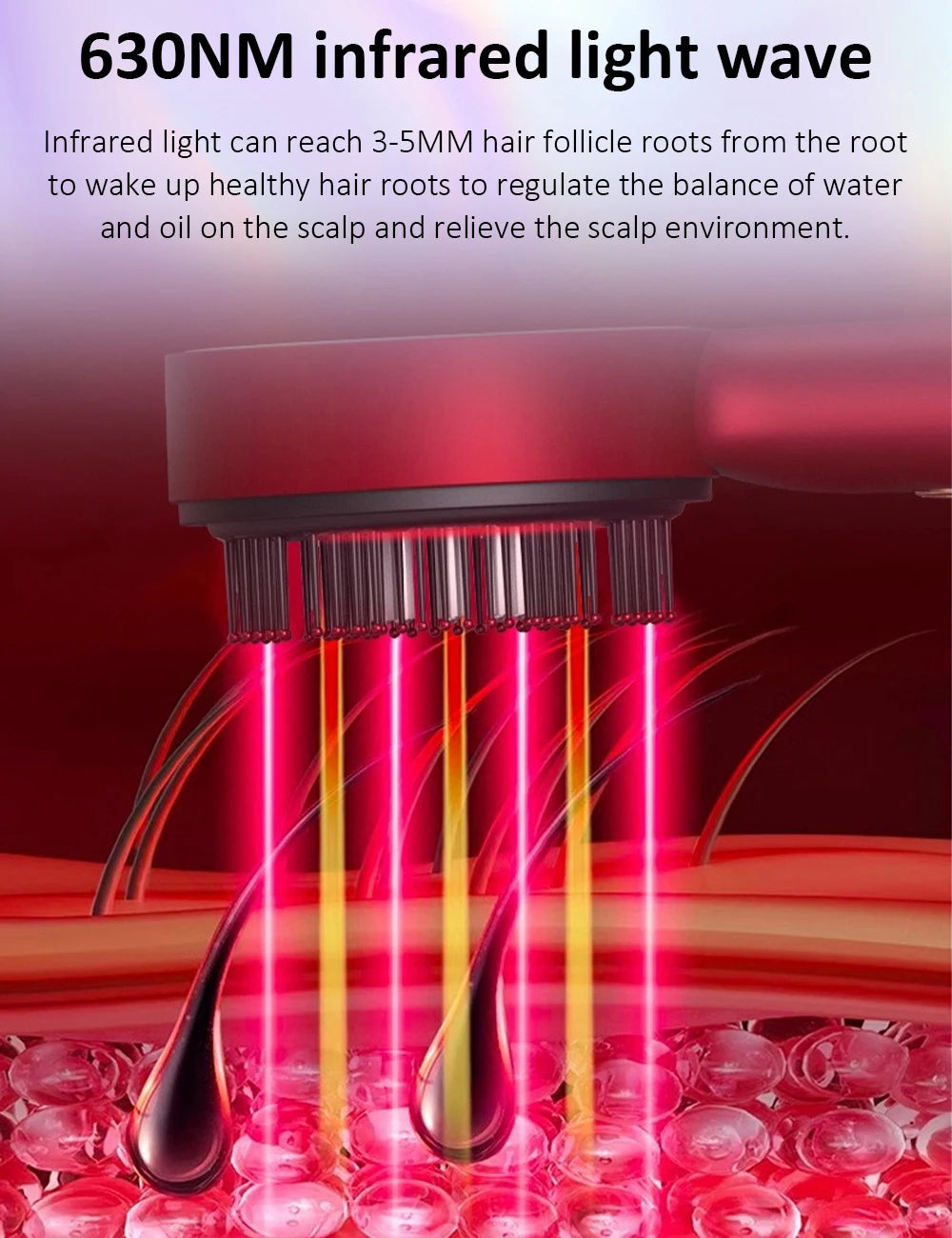 Peigne de massage électrique pour la tête, appareil de massage par vibrations, portable, pour follicules pileux, huile pour cuir chevelu, applicateur liquide, croissance des cheveux, anti-chute