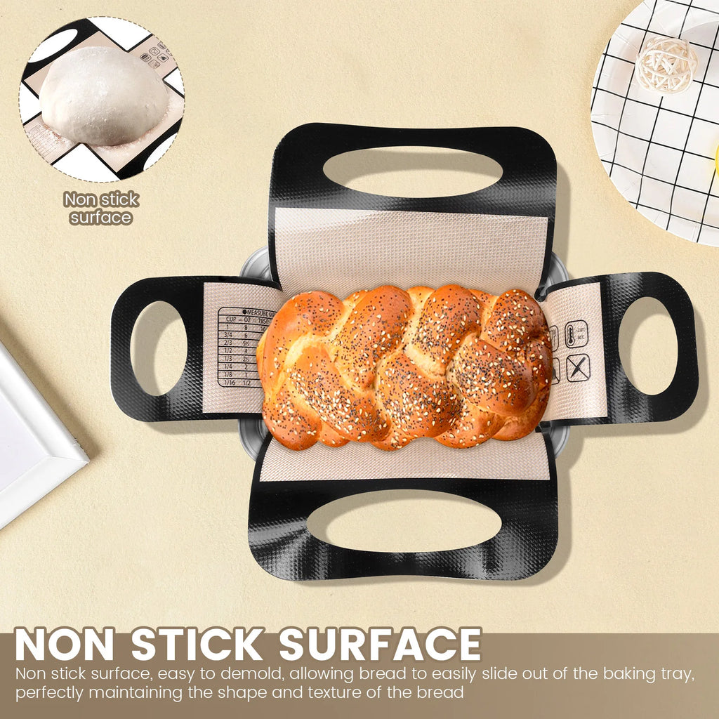 2Pcs Silikon Brot Laib Pan Liner Wiederverwendbare Brot Matte Hitzebeständige Brot Backen Matte mit Griff für Backen Küche Zubehör