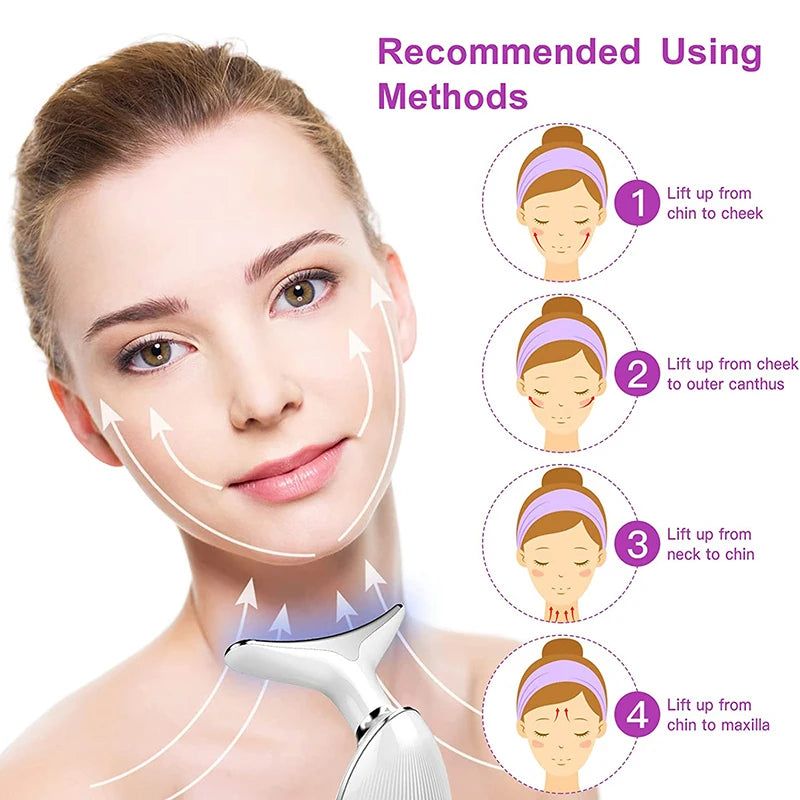 Abay 7-Farben Gesichts- & Hals-Lifting-Gerät – EMS, LED-Lichttherapie, Anti-Falten, CE