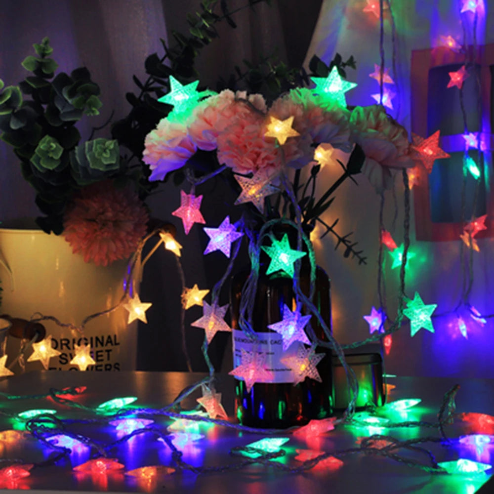 10l/20l/40l/80l LED Stern Lichterketten Weihnachts girlande Batterie USB angetrieben Hochzeits feier Vorhang String Lichterketten für zu Hause