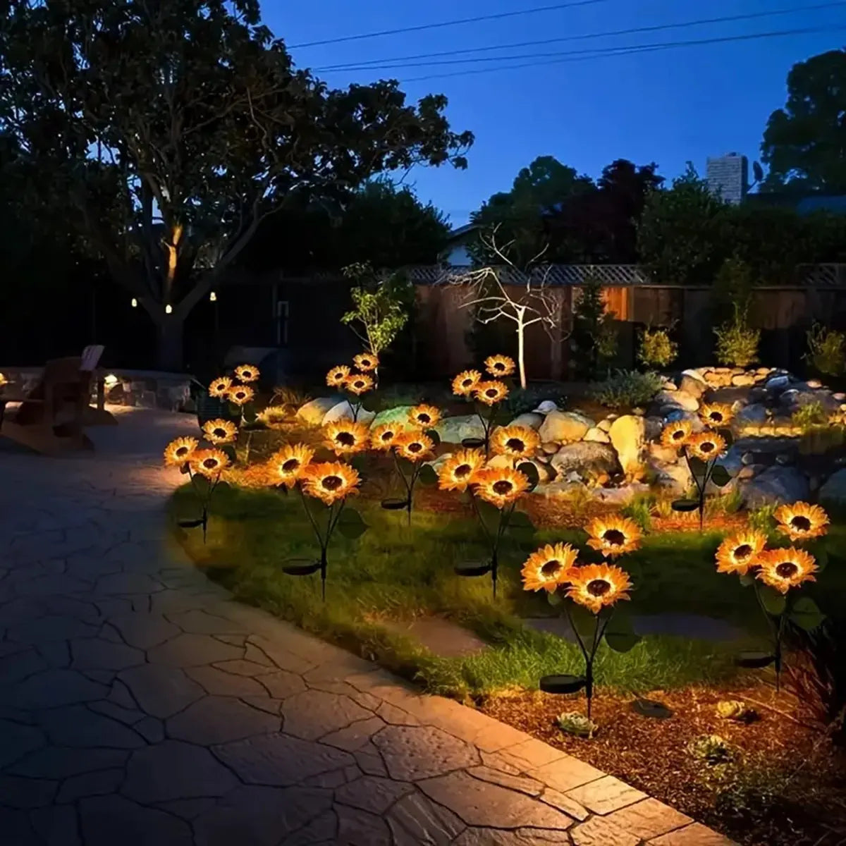 Peach Forest Solar-Sonnenblumen-Gartenleuchte – LED, Wasserdicht, Windresistent | CCC/CE/RoHS | 1- & 3-köpfig | Garten & Terrasse