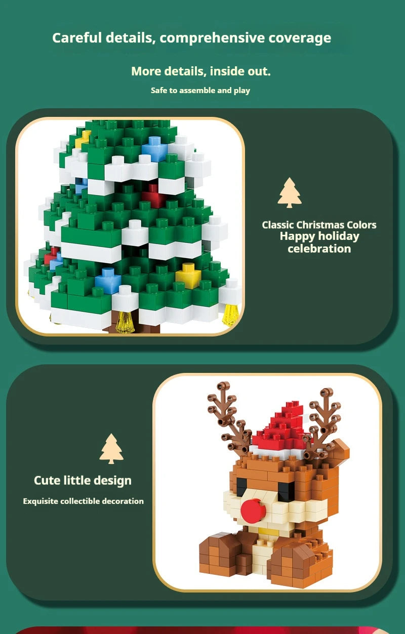 Weihnachtsgeschenke Micro Baustein DIY Domino Spiel Weihnachtsmann Rentier Urlaub Puzzle Montage Ziegel Tischdekoration Spielzeug