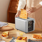OMESER Küche Edelstahl Zwei Scheiben Toaster Touchscreen Hause Automatische Brot Toaster Frühstück Maschine 6 Bräunungsstufen