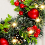 Eleganter roter Weihnachtskranz, LED, PVC, rote Früchte, Weihnachtskranz, Fenster, Tür, Wand, Ornament, Dekorationen, Zuhause, Halloween, Dekoration, Geschenke