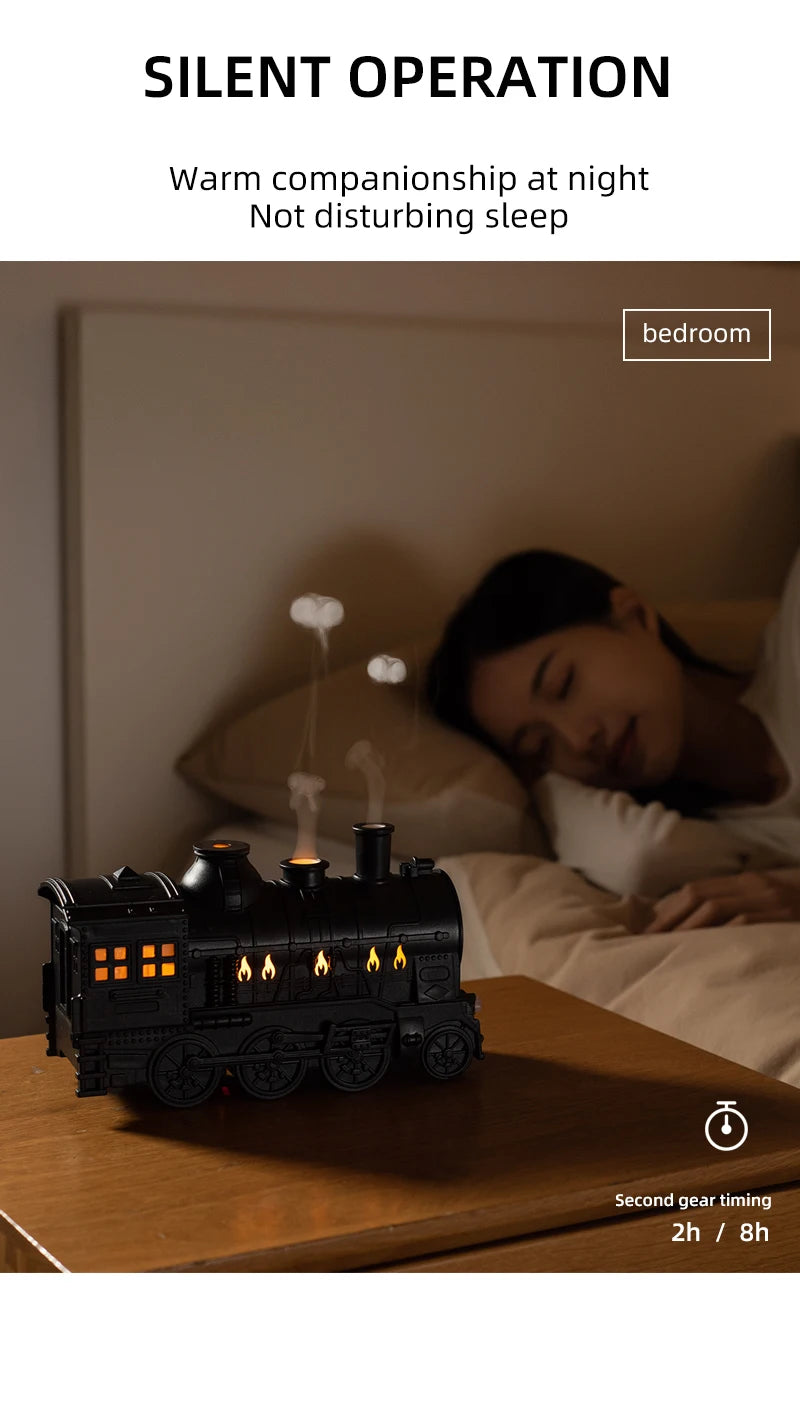 Kreativer Vintage-Zug-Lokomotive-Luftbefeuchter, Aroma-Diffusor, Sprühgerät mit Quallen-Rauchring für die Aromatherapie mit ätherischen Ölen